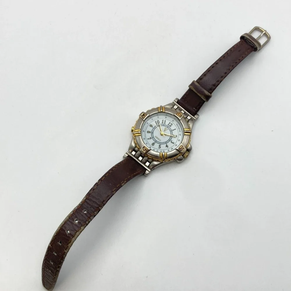 Vintage Timex Women's Watch 32mm Indiglo Silver Gold Two Tone New Battery 90s